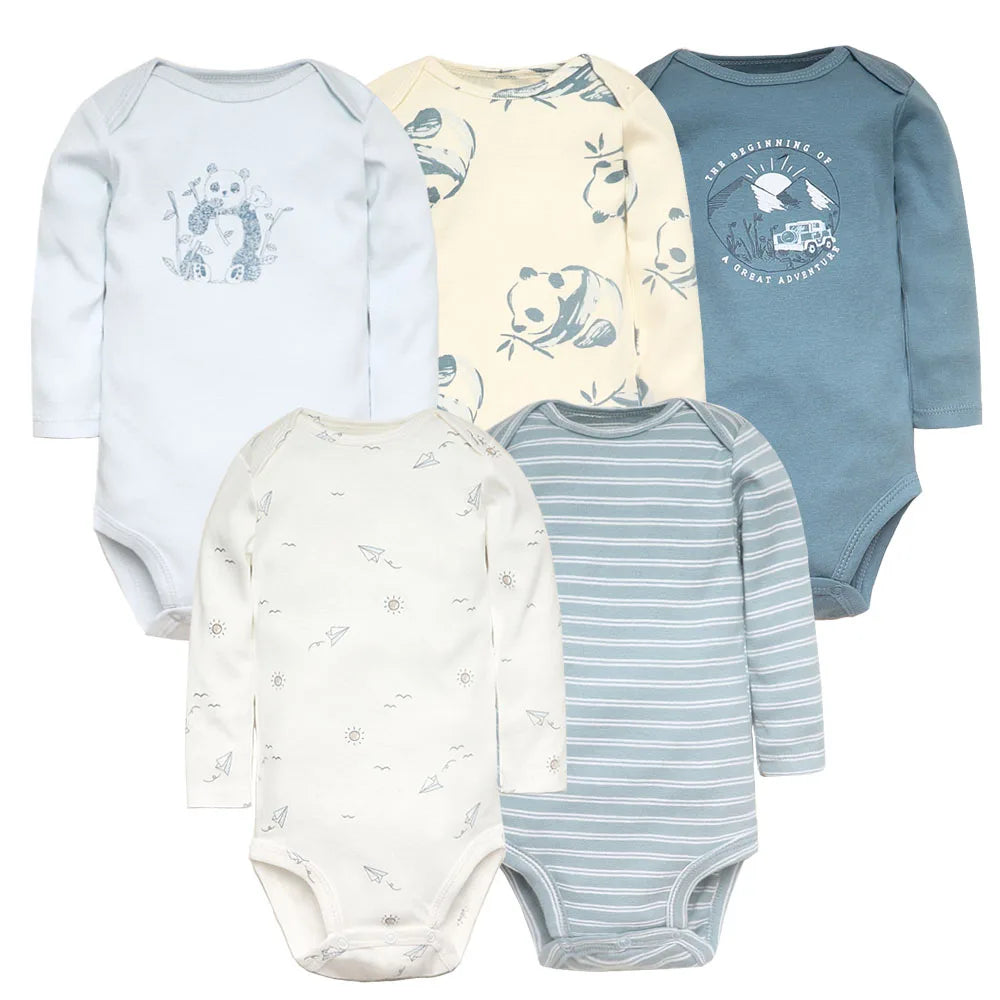5-pack baby cotton bodysuits – unisex soft onesies for newborns and infants