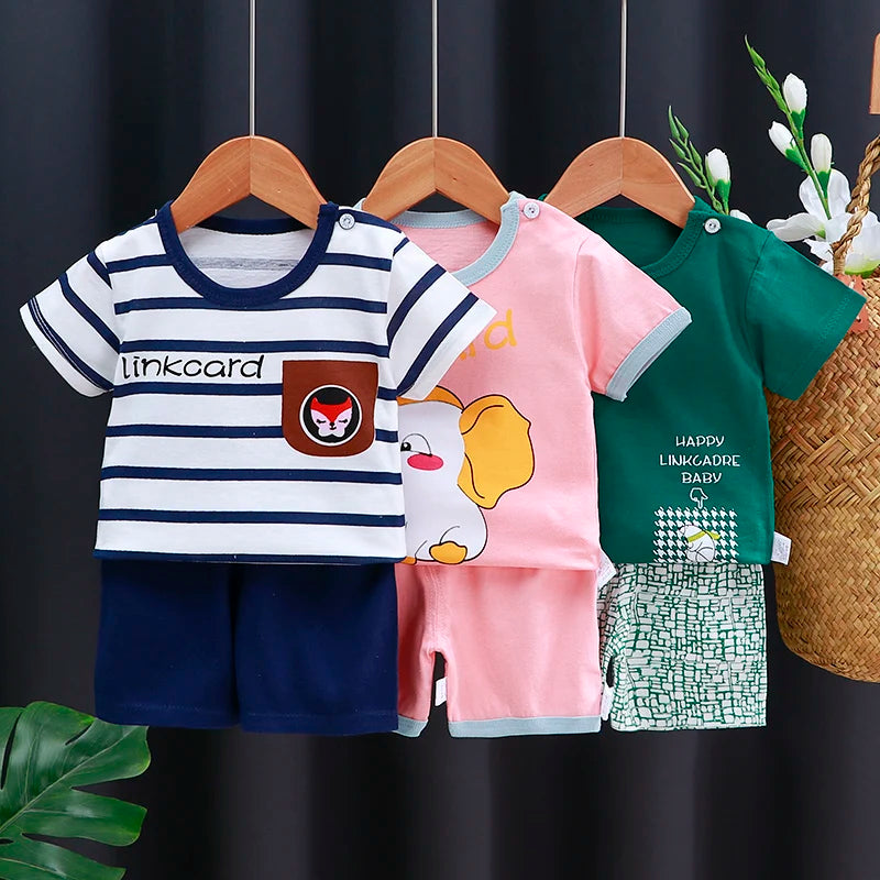 Cute cartoon summer clothing set for kids – soft t-shirt with matching shorts