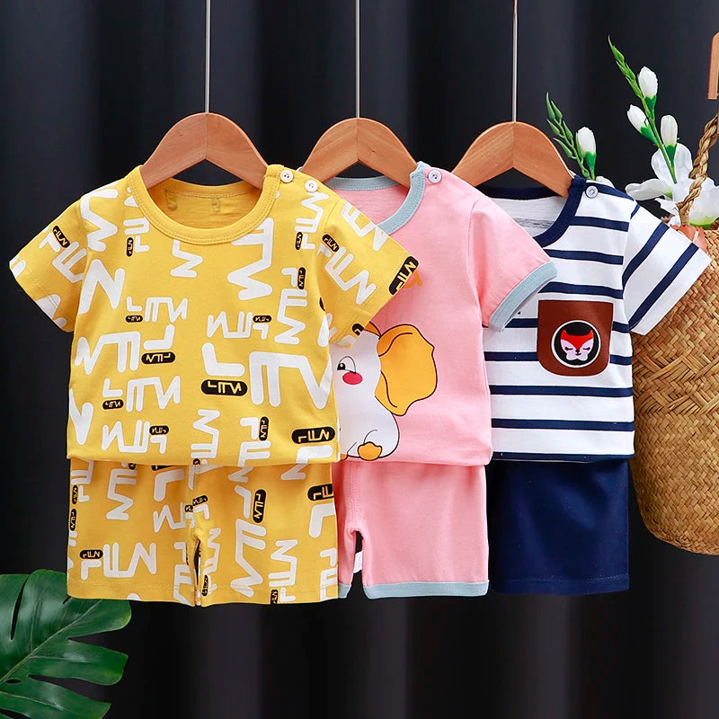 Comfortable summer outfit for kids – cartoon t-shirt and shorts combo