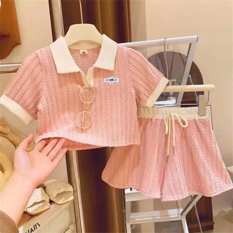 Girls summer outfit – short sleeve top and pants set for ages 2–10 years