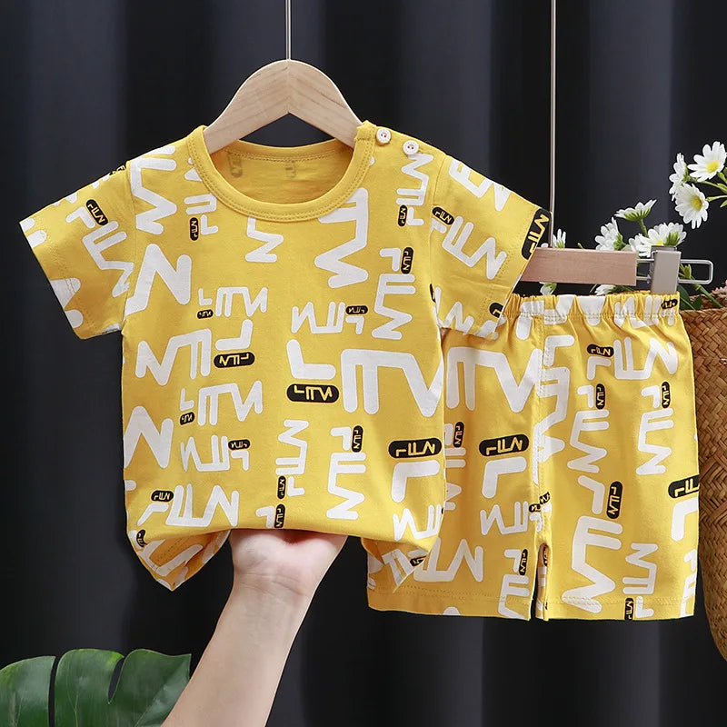 Perfect summer wear for children – cartoon t-shirt and shorts outfit