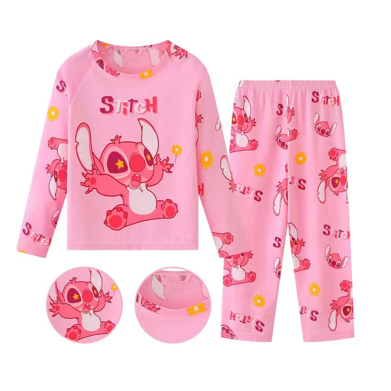 Soft and comfortable long sleeve pajama set – Stitch & Angel design for kids